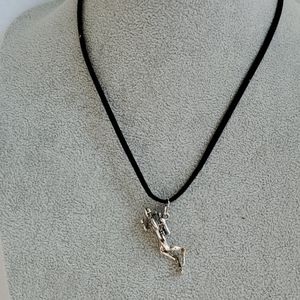 Mens scuba diver charm black suede necklace necklace